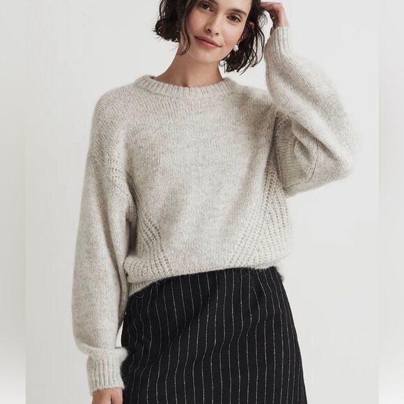 Madewell Sweaters - Madewell Wool Blend Crewneck Wedge Long Sleeve Sweater XS